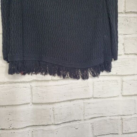 J. Jill Knit Fringe Black Long Sleeve Sweater Womens Petite Medium PM - Picture 3 of 8